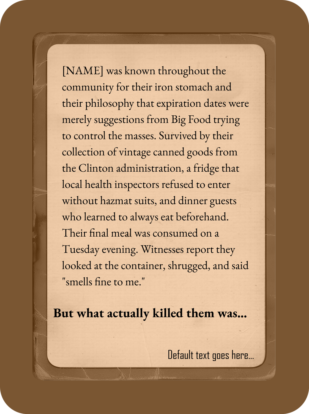 Obituary card back